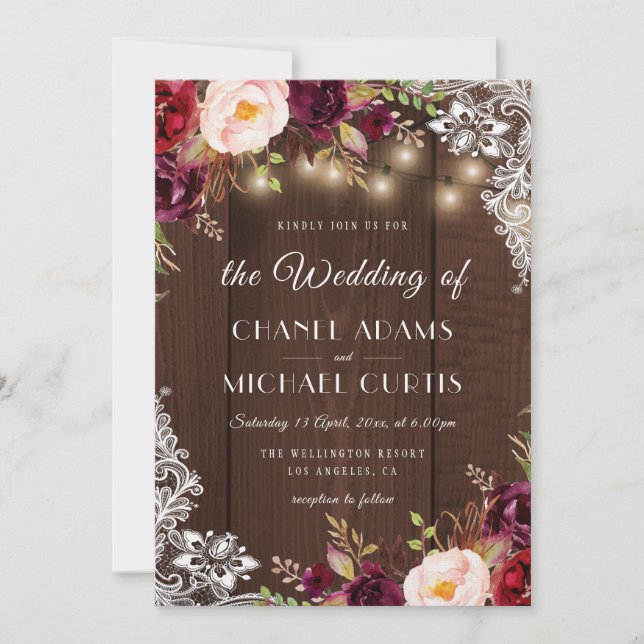 Rustikale Lichter Hochzeitseinladung Einladung (Vorderseite)