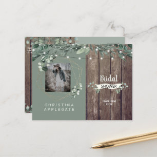 Rustikale Lichter & Holz Foto Salbei-Junggesellinn Postkarte