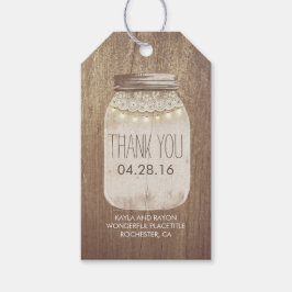 Rustikale Lichter Mason Jar Lace Wood Geschenkanhänger