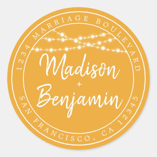 Rustikale Lichter Mellow Gelbe Rücksendeadresse Runder Aufkleber (Vorderseite)