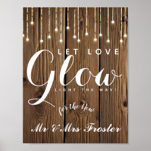 Rustikale Lichterfolge Liebe Glühfeier Poster