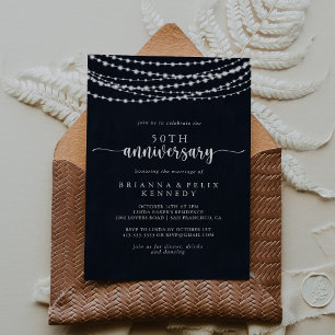 Rustikale Lichterkette 50. Hochzeitstag  Einladung