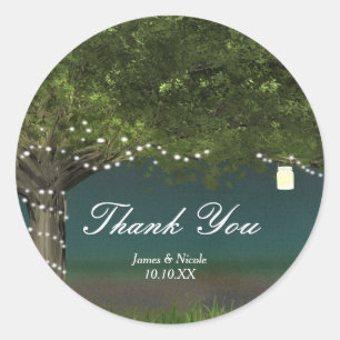 Rustikale Lichterkette für Bäume im Landhausstil, Runder Aufkleber