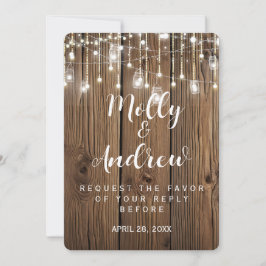 Rustikale Lichterkette Hochzeit RSVP CARD INVITER Einladung