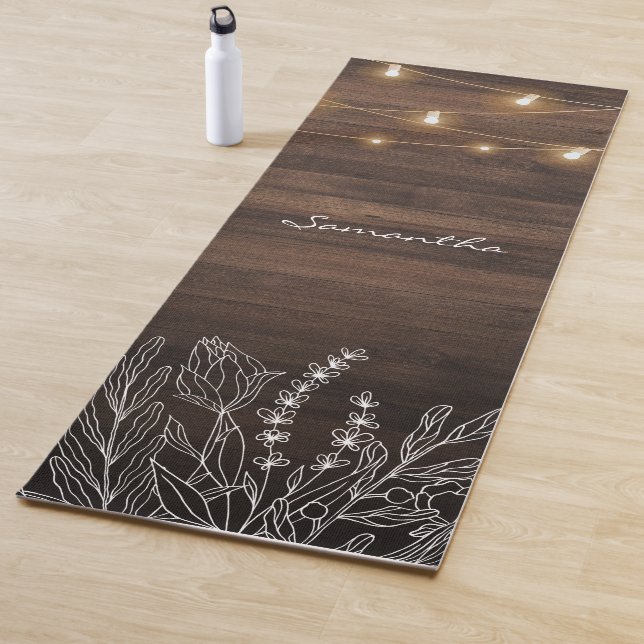 Rustikale Lichterkette Holz Muster Yogamatte (Beispiel)