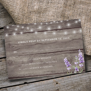 Rustikale Lichterkette Lavendel RSVP Karte