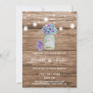 Rustikale Lichterkette & Mason Jar Hochzeit Einladung