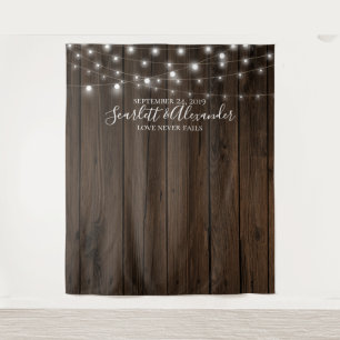 Rustikale Lichterketten Hochzeits-Fotobooth-Hinter Wandteppich