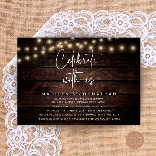 Rustikale Lichterketten Hochzeitsempfang Elegant Einladung