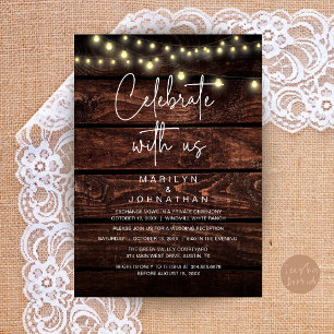 Rustikale Lichterketten Hochzeitsempfang Elegant Einladung