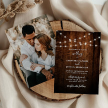 Rustikale Lichterketten & Holz-Foto-Hochzeit