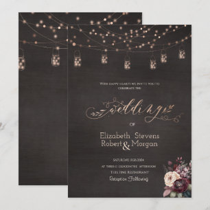 Rustikale Lichterketten Mason Jar Rosen Hochzeit Einladung