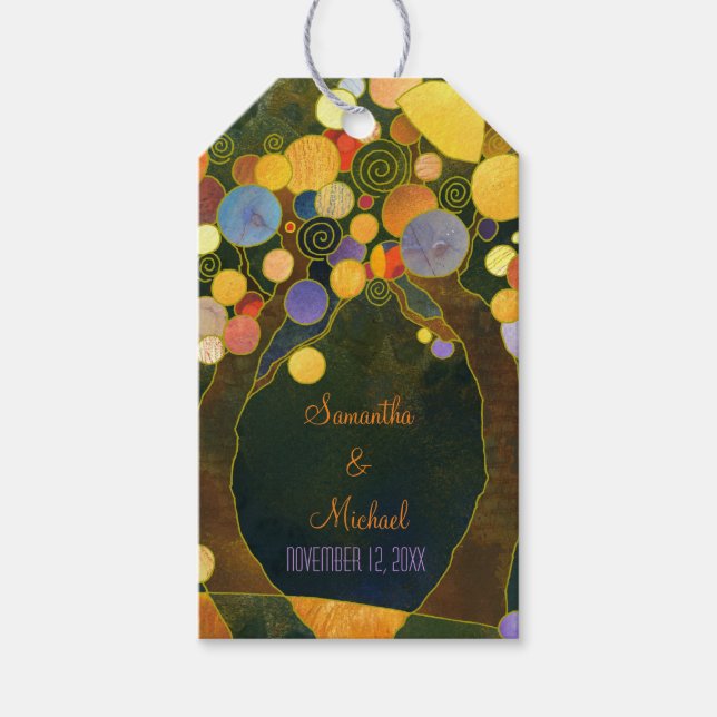 Rustikale Liebe Bäume Hochzeit Vielen Dank Geschenkanhänger (Vorderseite)