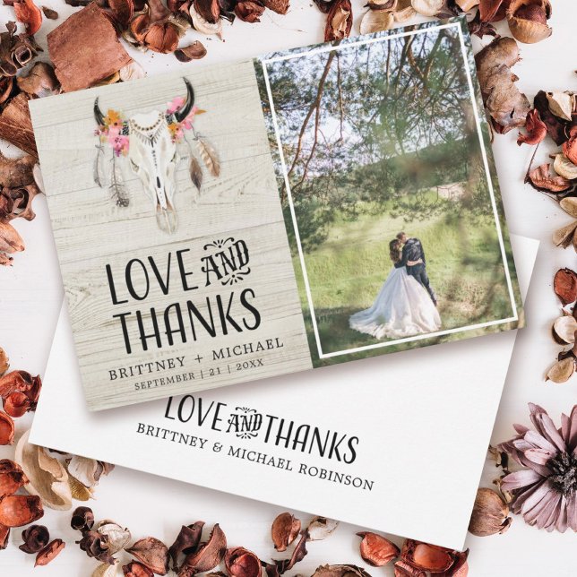 Rustikale Liebe dank Antler Light Wood Dankeskarte (Von Creator hochgeladen)