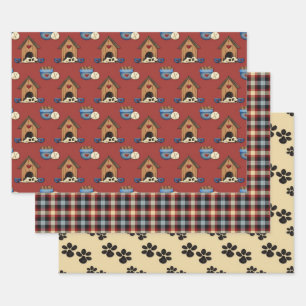 Rustikale Liebe Hunde Geschenkpapier Set