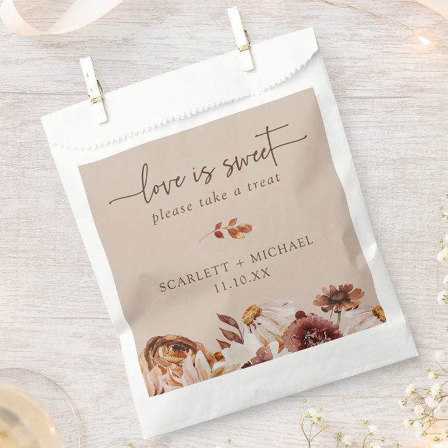 Rustikale Liebe ist Sweet Fall Gefallen Tasche Geschenktütchen (Classic Rustic Fall Floral Love Is Sweet Fall Favor Bag by Painted Paperie
)