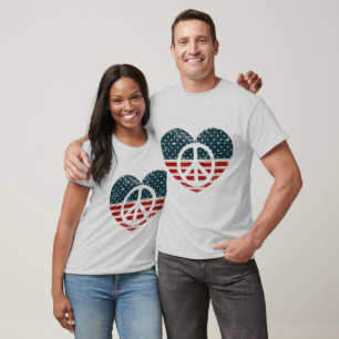 Rustikale Liebe & Peace American Style T-Shirt