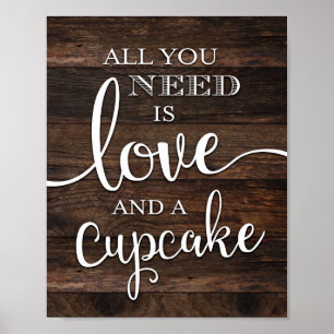 Rustikale LIEBE und ein CUPCAKE-Zeichen Poster
