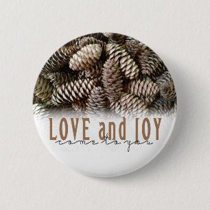 Rustikale Liebe und Joy Pine Cone Button