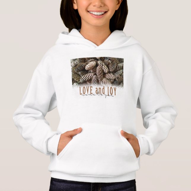Rustikale Liebe und Joy Pine Cone Hoodie (Vorderseite)