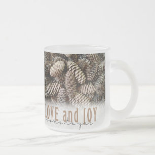 Rustikale Liebe und Joy Pine Cone Mattglastasse