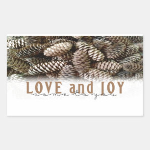 Rustikale Liebe und Joy Pine Cone Rechteckiger Aufkleber