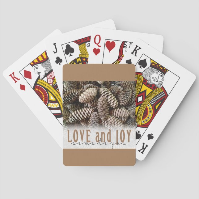 Rustikale Liebe und Joy Pine Cone Spielkarten (Rückseite)