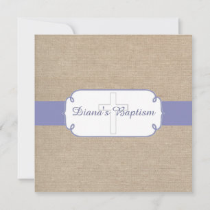 Rustikale Lila Beige Burlap Taufe Einladung