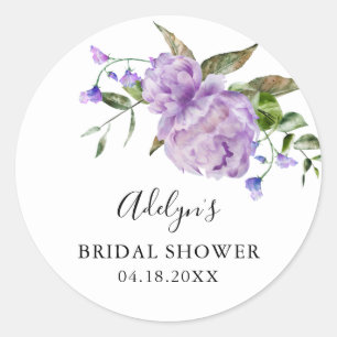Rustikale lila Blumen Hochzeitsdusche Favor   Runder Aufkleber