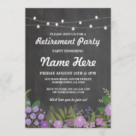 Rustikale lila Blumen-Kreide-Vintages Einladung