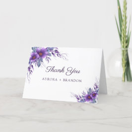 Rustikale Lila Blumenhochzeit Dankeskarte