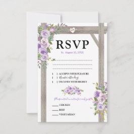 Rustikale Lila Blumenhochzeit RSVP Karte