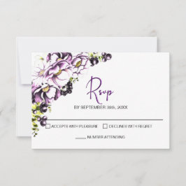 Rustikale Lila Blumenhochzeit RSVP Karte