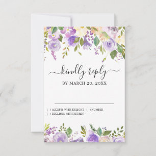 Rustikale Lila Blumenhochzeit RSVP Karte