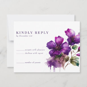 Rustikale Lila Blumenkarten-Hochzeitskarte RSVP Karte