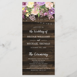 Rustikale Lila Blumenstrauß Hochzeit Programm