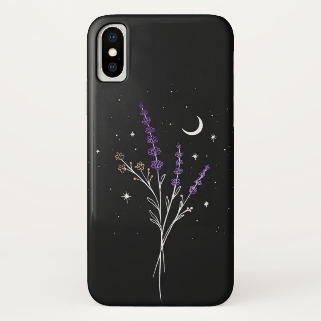Rustikale lila Blüten & Mond      Case-Mate iPhone Hülle (Rückseite)