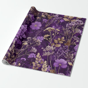 Rustikale lila botanische kühne vintage Boho Blume Geschenkpapier