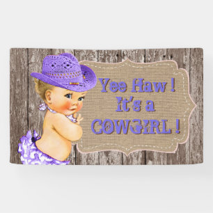 Rustikale lila Cowgirl-Baby-Party Banner