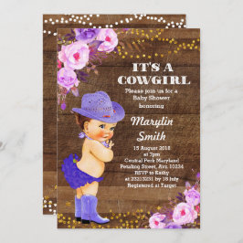 Rustikale Lila Cowgirl Babydusche Lilac Einladung