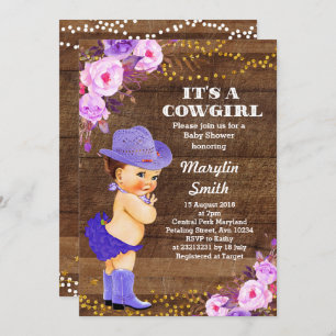 Rustikale Lila Cowgirl Babydusche Lilac Einladung