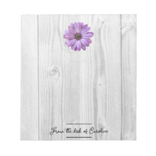 Rustikale Lila Daisy Personalisiert Notepad Notizblock