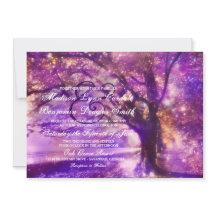 Rustikale lila Eichenbaum-Hochzeitseinladungen