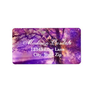 Rustikale Lila Eichenbaum-Hochzeitsplatten Adressaufkleber