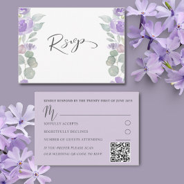Rustikale Lila Eukalyptus Wedding RSVP Karte