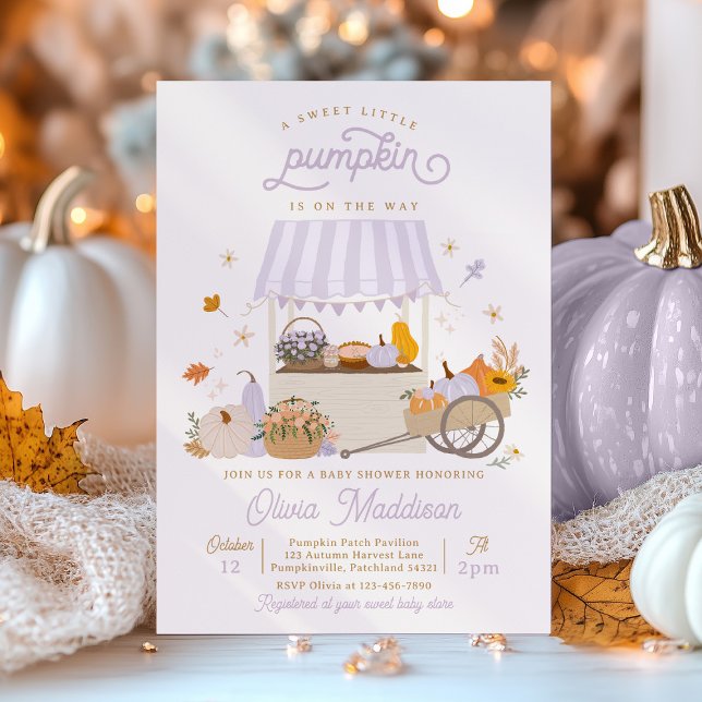 Rustikale Lila Girl Pumpkin Baby Dusche Einladung (Von Creator hochgeladen)