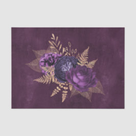 Rustikale Lila-Gold-Grafik, floral Seidenpapier