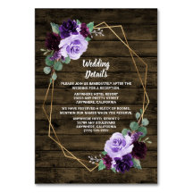 Rustikale Lila Gold Hochzeitskarten