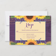 Rustikale Lila Goldblume Sonnenblume Hochzeit RSVP