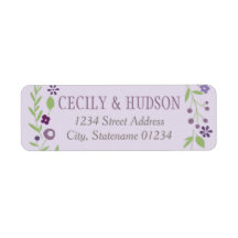 Rustikale Lila Grün-Blütenhochzeit-Rücksendeadress